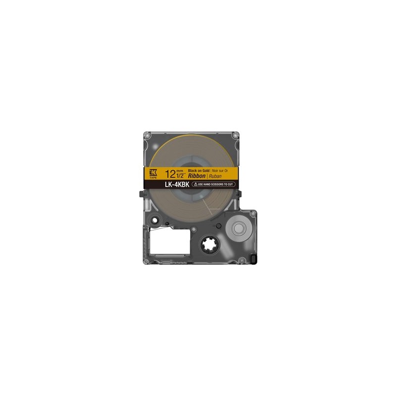 Epson zásobník se štítky – saténový pásek, LK-4KBK černá / zlatá, 12 mm (5 m)