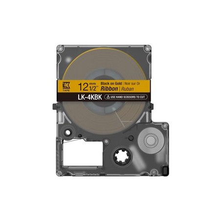 Epson zásobník se štítky – saténový pásek, LK-4KBK černá / zlatá, 12 mm (5 m)