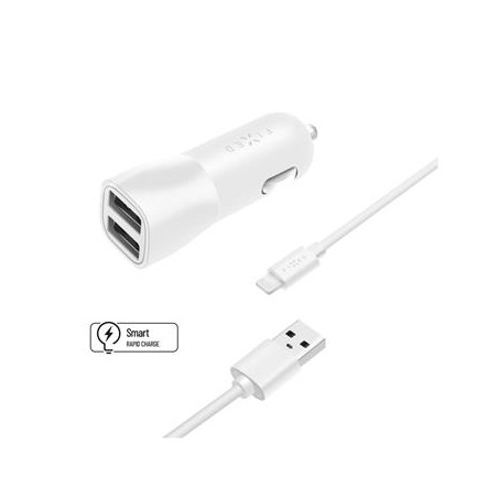 FIXED 2xUSB, USB/Lightning,1m MFI, 15W, bílá