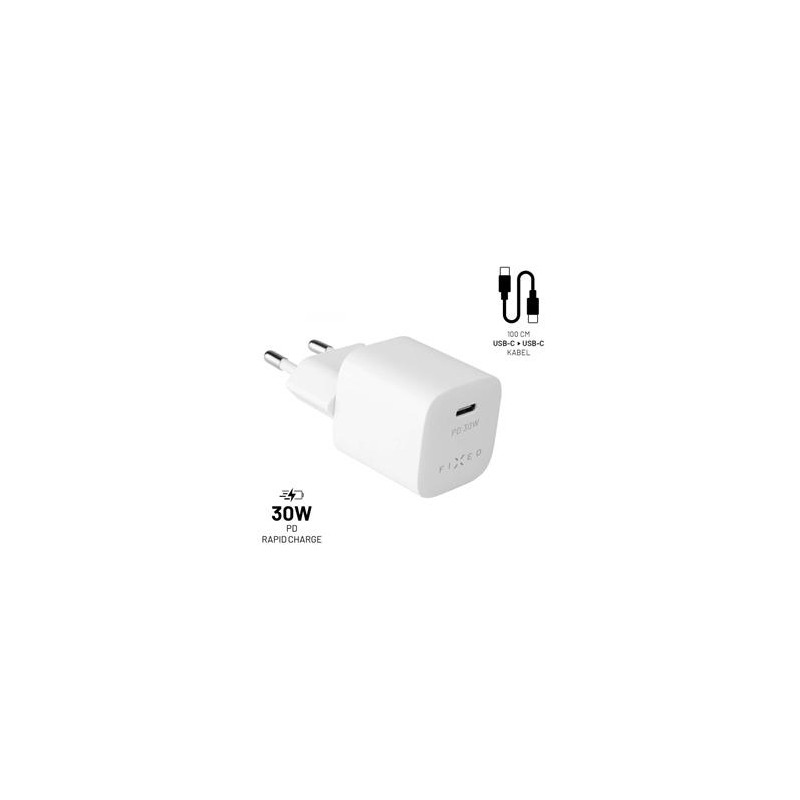 FIXED nabíječka, USB-C,USB-C/USB-C kabel,1m, 30W