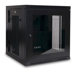 Skříň SmartRack 12U, Š 600mm, Hl 550mm, hloubka pro přepínače, prosklené dveře, montáž na stěnu