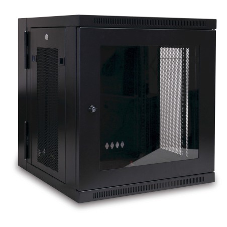 Skříň SmartRack 12U, Š 600mm, Hl 550mm, hloubka pro přepínače, prosklené dveře, montáž na stěnu