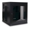 Skříň SmartRack 12U, Š 600mm, Hl 550mm, hloubka pro přepínače, prosklené dveře, montáž na stěnu