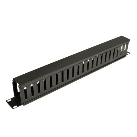 Kabelový manažer horizontální SmartRack 1U, kabelový kanál s výřezy pro kabely a krytem