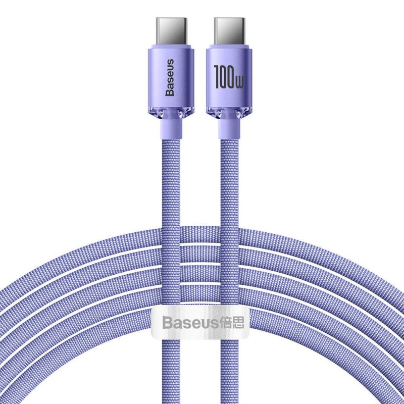 Baseus CAJY000705 Crystal Shine Series Datový Kabel USB-C - USB-C 100W 2m Purple