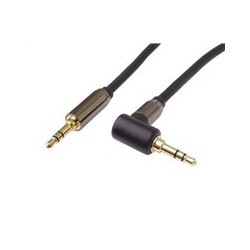 PremiumCord HQ stíněný kabel stereo Jack 3.5mm - Jack 3.5mm zahnutý 90°, 1,5m