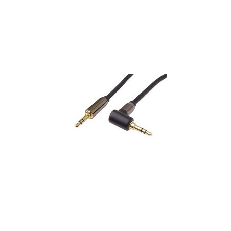 PremiumCord HQ stíněný kabel stereo Jack 3.5mm - Jack 3.5mm zahnutý 90°, 1,5m