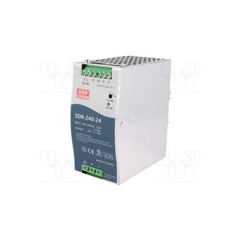 MEANWELL - SDR-240-24 - Průmyslový napájecí spínaný zdroj 24V 240W na DIN
