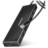 AXAGON HUE-F7A, 7x USB 3.2 Gen 1 ALU FLAT CHARGING hub, micro USB napájecí konektor, kabel USB-A 1m