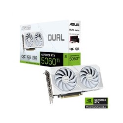 ASUS VGA NVIDIA GeForce RTX 5060 Ti DUAL OC 16G WHITE, 16GB GDDR7, 3xDP, 1xHDMI
