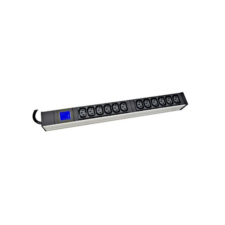 PDU IT METER, integr.merení, 12x C13,Al, 19", 1U, RAL 7035