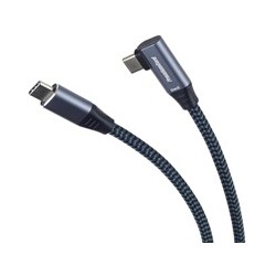 PREMIUMCORD USB-C zahnutý kabel (USB 3.2 Gen2x2, 5A, 100W, 20Gbit/s) 3m, Šedá