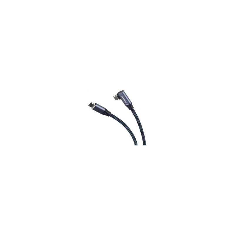 PREMIUMCORD USB-C zahnutý kabel (USB 3.2 Gen2x2, 5A, 100W, 20Gbit/s) 3m, Šedá