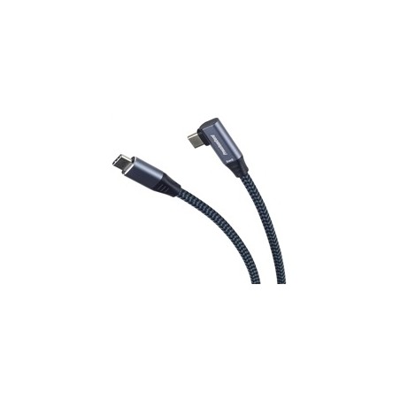 PREMIUMCORD USB-C zahnutý kabel (USB 3.2 Gen2x2, 5A, 100W, 20Gbit/s) 3m, Šedá
