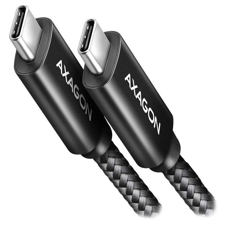 AXAGON BUCM2-CM25AB, CHARGE kabel USB-C - USB-C, 2.5m, Hi-Speed USB, PD 240W 5A, ALU, oplet, černý