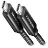 AXAGON BUCM2-CM25AB, CHARGE kabel USB-C - USB-C, 2.5m, Hi-Speed USB, PD 240W 5A, ALU, oplet, černý