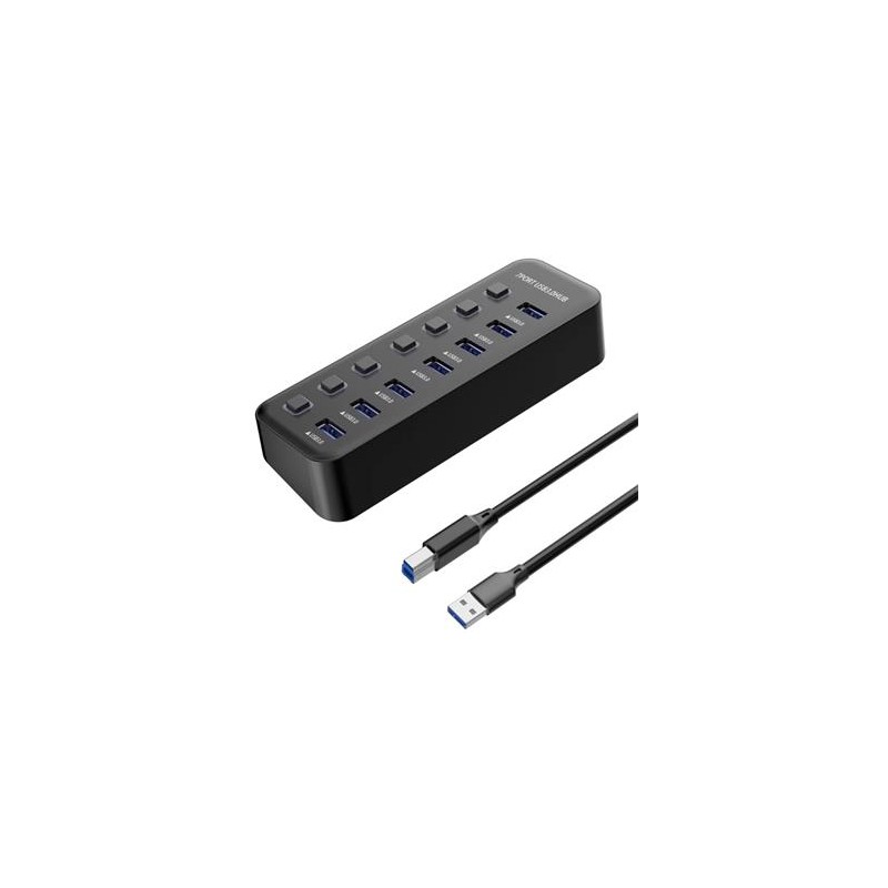PremiumCord USB 3.2 Superspeed HUB 7-portový s vypínači portů