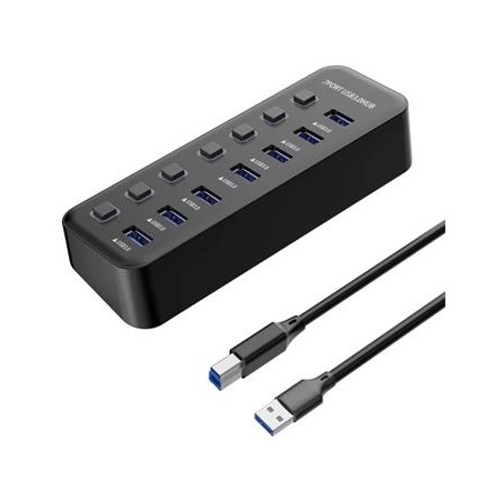 PremiumCord USB 3.2 Superspeed HUB 7-portový s vypínači portů