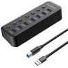 PremiumCord USB 3.2 Superspeed HUB 7-portový s vypínači portů