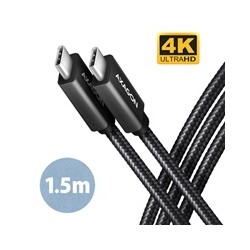 AXAGON BUCM32-CM15AB, SPEED+ kabel USB-C - USB-C, 1.5m, USB 20Gbps, PD 100W 5A, 4K HD, ALU, oplet, černý