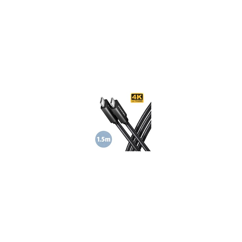 AXAGON BUCM32-CM15AB, SPEED+ kabel USB-C - USB-C, 1.5m, USB 20Gbps, PD 100W 5A, 4K HD, ALU, oplet, černý