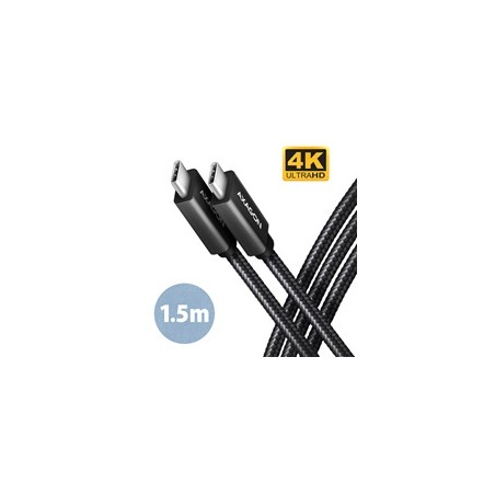 AXAGON BUCM32-CM15AB, SPEED+ kabel USB-C - USB-C, 1.5m, USB 20Gbps, PD 100W 5A, 4K HD, ALU, oplet, černý