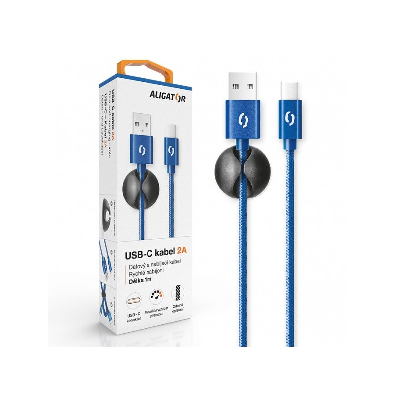 ALIGATOR PREMIUM Datový kabel 2A, USB-C modrá