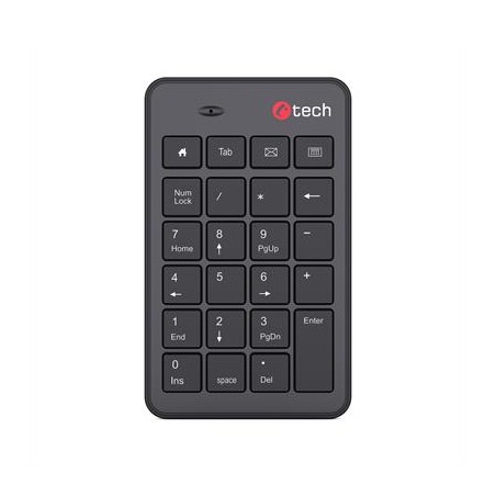 C-TECH Numerická kávesnice KBN-02WS, 23 kláves, Bezdrátová, Černá