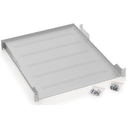 TRITON Police s perforací 19", 1U/750mm, nosnost 40kg, šedá