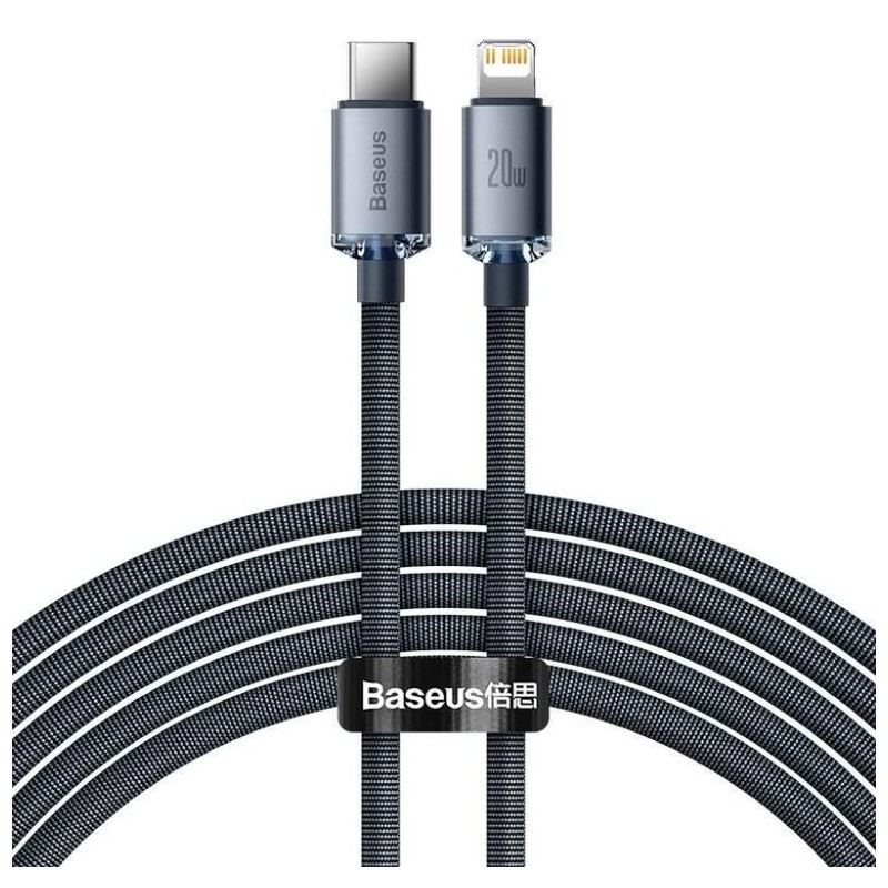 Baseus datový kabel Crystal Shine USB-C/Lightning 2m 20W černý