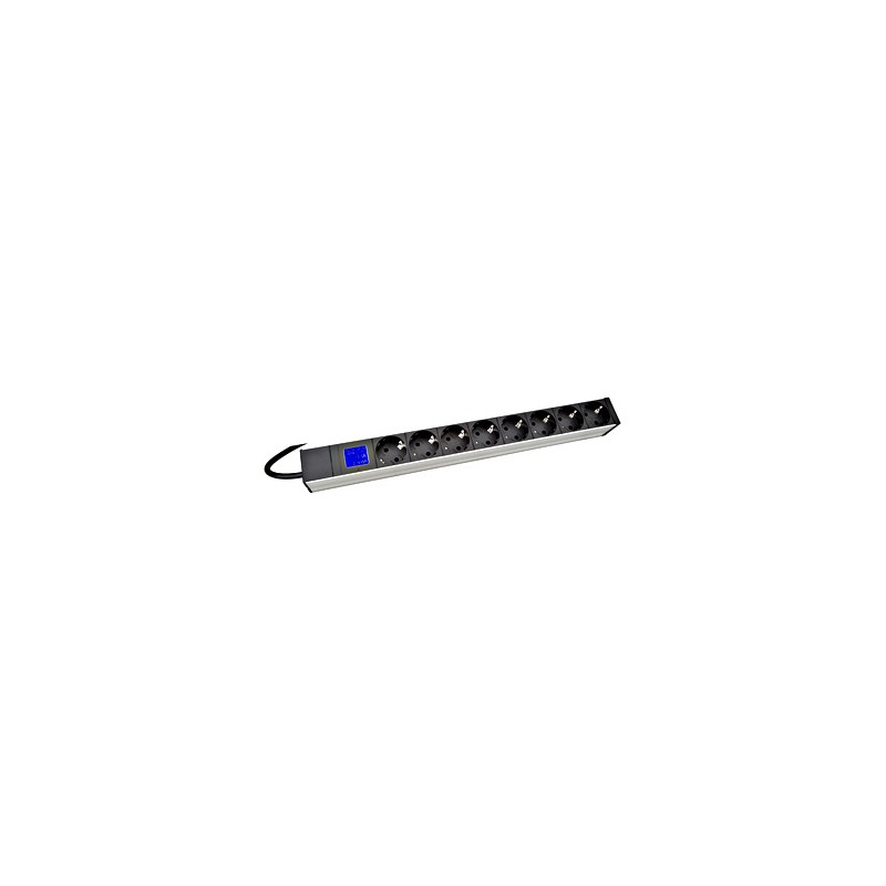 PDU IT METER, integr.merení, 8x Schuko,Al ,19", 1U, RAL 7035