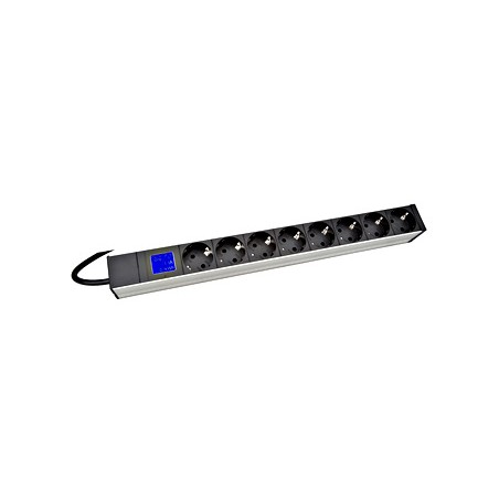 PDU IT METER, integr.merení, 8x Schuko,Al ,19", 1U, RAL 7035