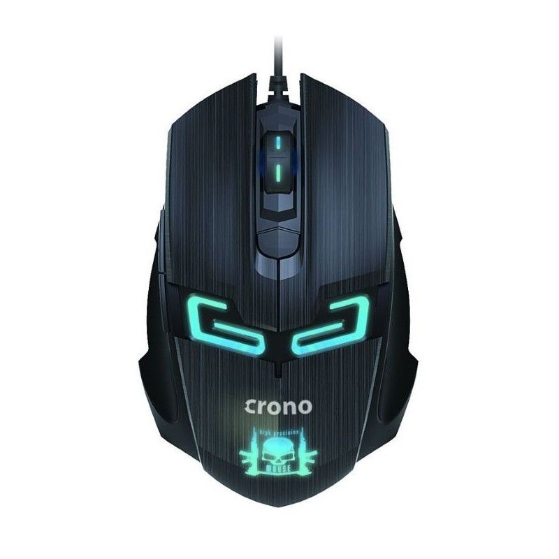 Crono CM647/Herní/Optická/Pro praváky/1 600 DPI/Drátová USB/Černá-modrá