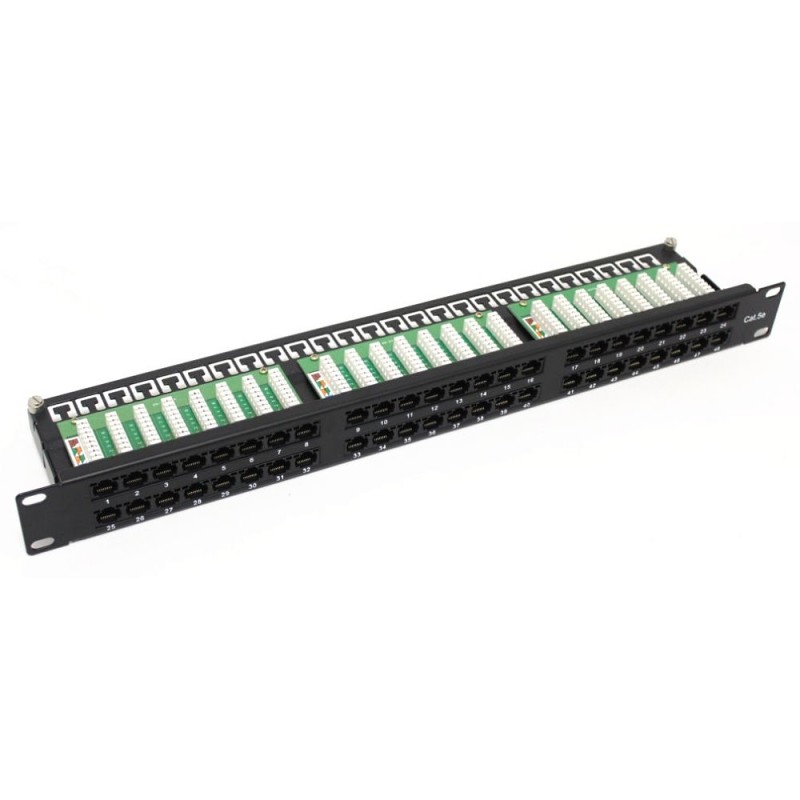 DATACOM Patch panel 48p. Cat5e 1U BK 8x6p. Modul, UTP, 19"