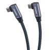 PremiumCord USB-C 2x zahnutý kabel ( USB 3.2 GEN 2x2, 5A, 100W, 20Gbit/s ) bavlněný oplet, délka: 0,5m