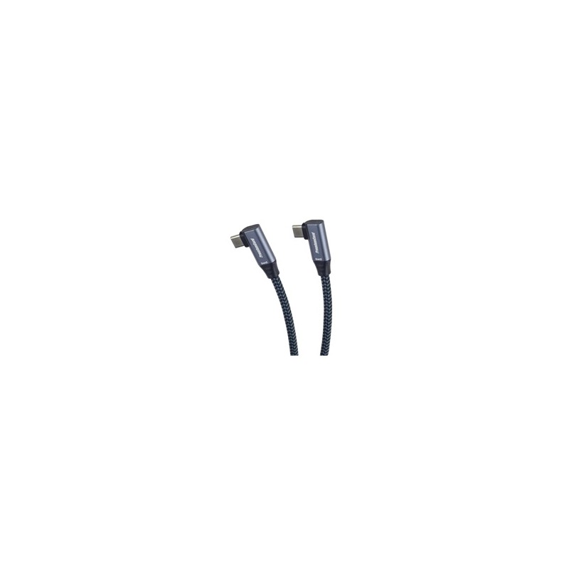 PremiumCord USB-C 2x zahnutý kabel ( USB 3.2 GEN 2x2, 5A, 100W, 20Gbit/s ) bavlněný oplet, délka: 1m