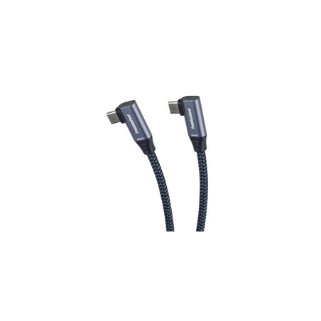 PremiumCord USB-C 2x zahnutý kabel ( USB 3.2 GEN 2x2, 5A, 100W, 20Gbit/s ) bavlněný oplet, délka: 1m