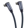 PremiumCord USB-C 2x zahnutý kabel ( USB 3.2 GEN 2x2, 5A, 100W, 20Gbit/s ) bavlněný oplet, délka: 1m