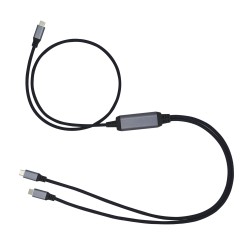 Kabel C-TECH USB Type-C PD 100W power splitter, 0,7m + 2x0,5m, černý