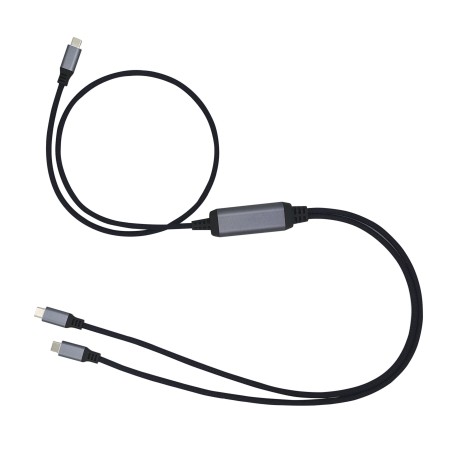 Kabel C-TECH USB Type-C PD 100W power splitter, 0,7m + 2x0,5m, černý