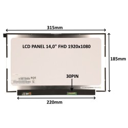 LCD PANEL 14,0" FHD 1920x1080 30PIN MATNÝ IPS / BEZ ÚCHYTŮ 77042065
