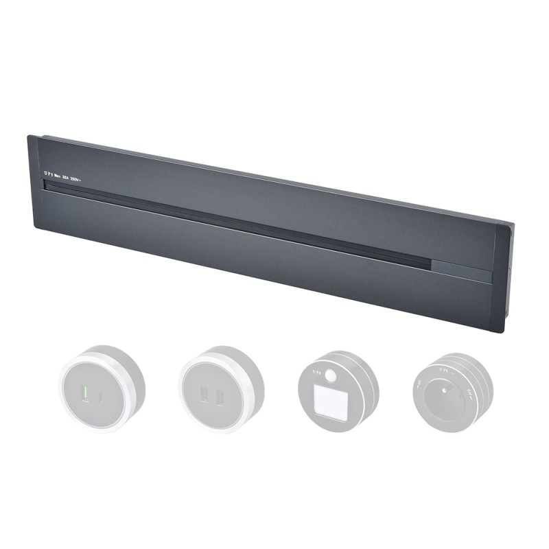 Zásuvková lišta - zápustná Viking LZ60G/230V,50Hz/60cm délka/šedá/až 7 modulů/IP20/hliník/zápustná