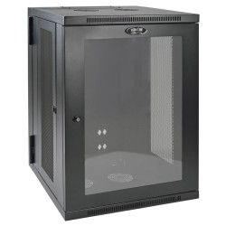 Skříň SmartRack 18U, Š 600mm, Hl 550mm, hloubka pro přepínače, prosklené dveře, montáž na stěnu