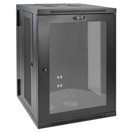 Skříň SmartRack 18U, Š 600mm, Hl 550mm, hloubka pro přepínače, prosklené dveře, montáž na stěnu