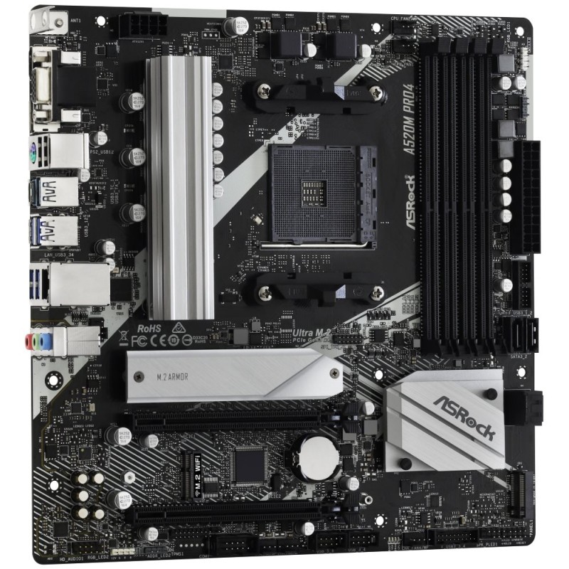 ASRock MB Sc AM4 A520M PRO4, AMD A520, 4xDDR4, HDMI, DP