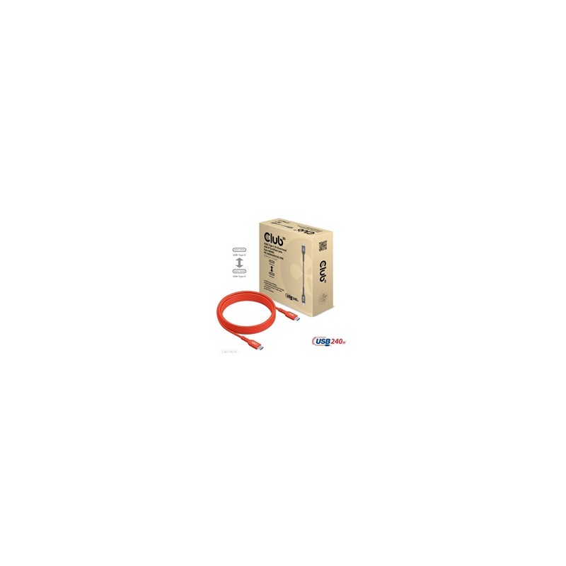 Club3D kabel USB-C, Oboustranný USB-IF Certifikovaný data kabel, Data 480Mb,PD 240W(48V/5A) EPR M/M 2m