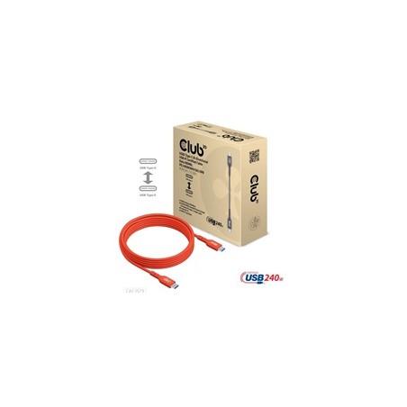 Club3D kabel USB-C, Oboustranný USB-IF Certifikovaný data kabel, Data 480Mb,PD 240W(48V/5A) EPR M/M 2m