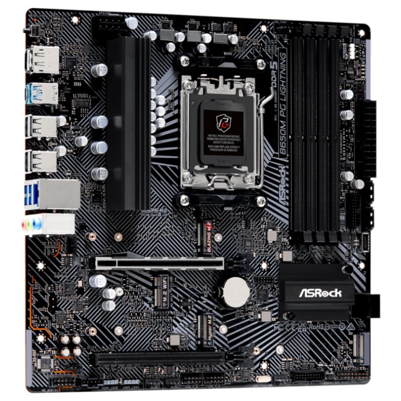 ASRock MB Sc AM5 B650M PG LIGHTNING, AMD B650, 4xDDR5, 1xDP, 1xHDMI, mATX