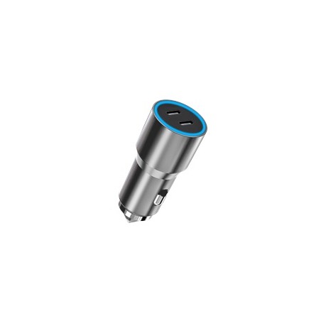 WG - Nabíječka do auta 2x USB 60W, 2x USB-C PD 30W, stříbrná