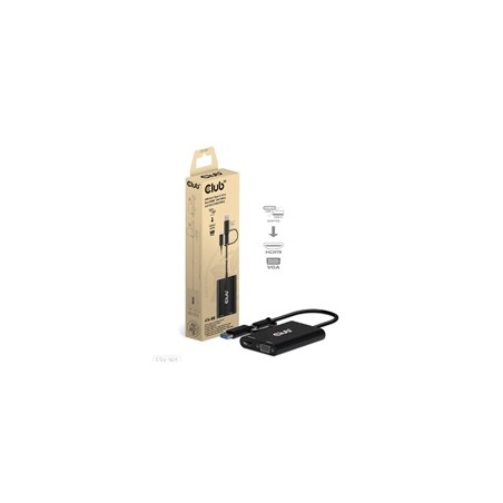 Club3D adaptér USB Gen1 Type-C/-A to Dual HDMI (4K/30Hz) / VGA (1080/60Hz)